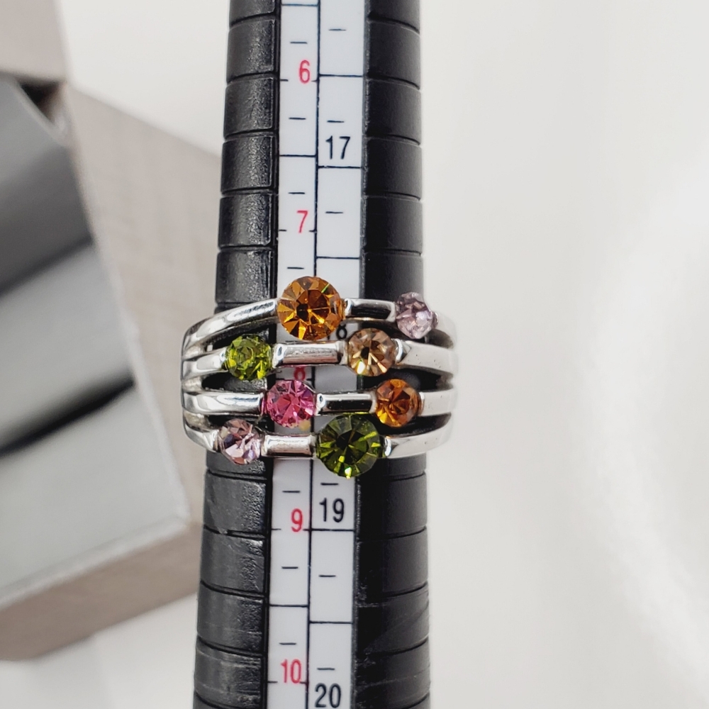 Multi-Color Gemstone Silver Ring - Picture 3 of 5